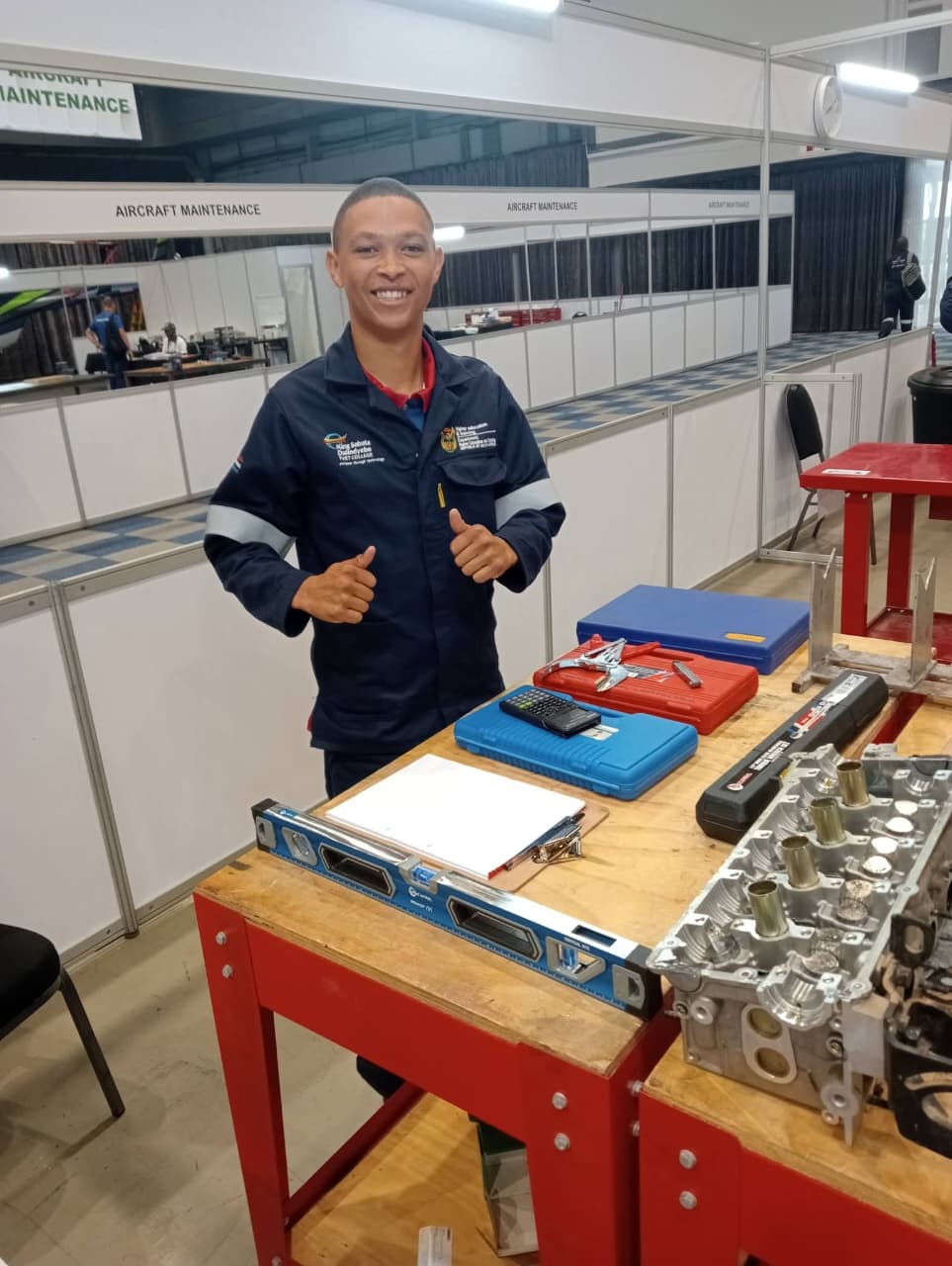 Young artisan at trade test preparation station